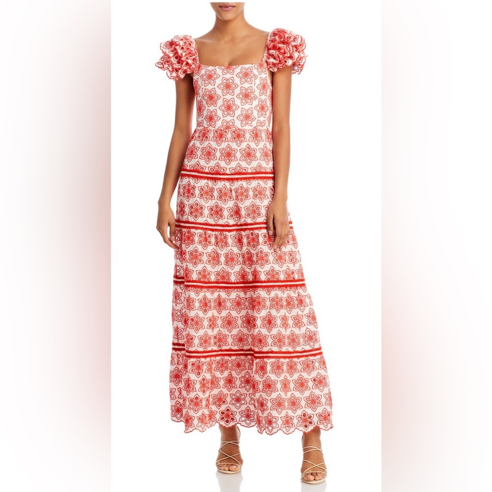 🔖 NWT $795 Alice + Olivia Tawney Eyelet Tiered Maxi Dress - Picture 6 of 12